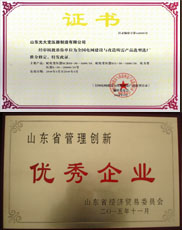 湛江变压器厂家优秀管理企业证书
